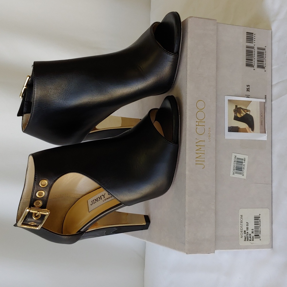 Jimmy Choo London Hasten Black Leather Ankle Boots Si… Gem